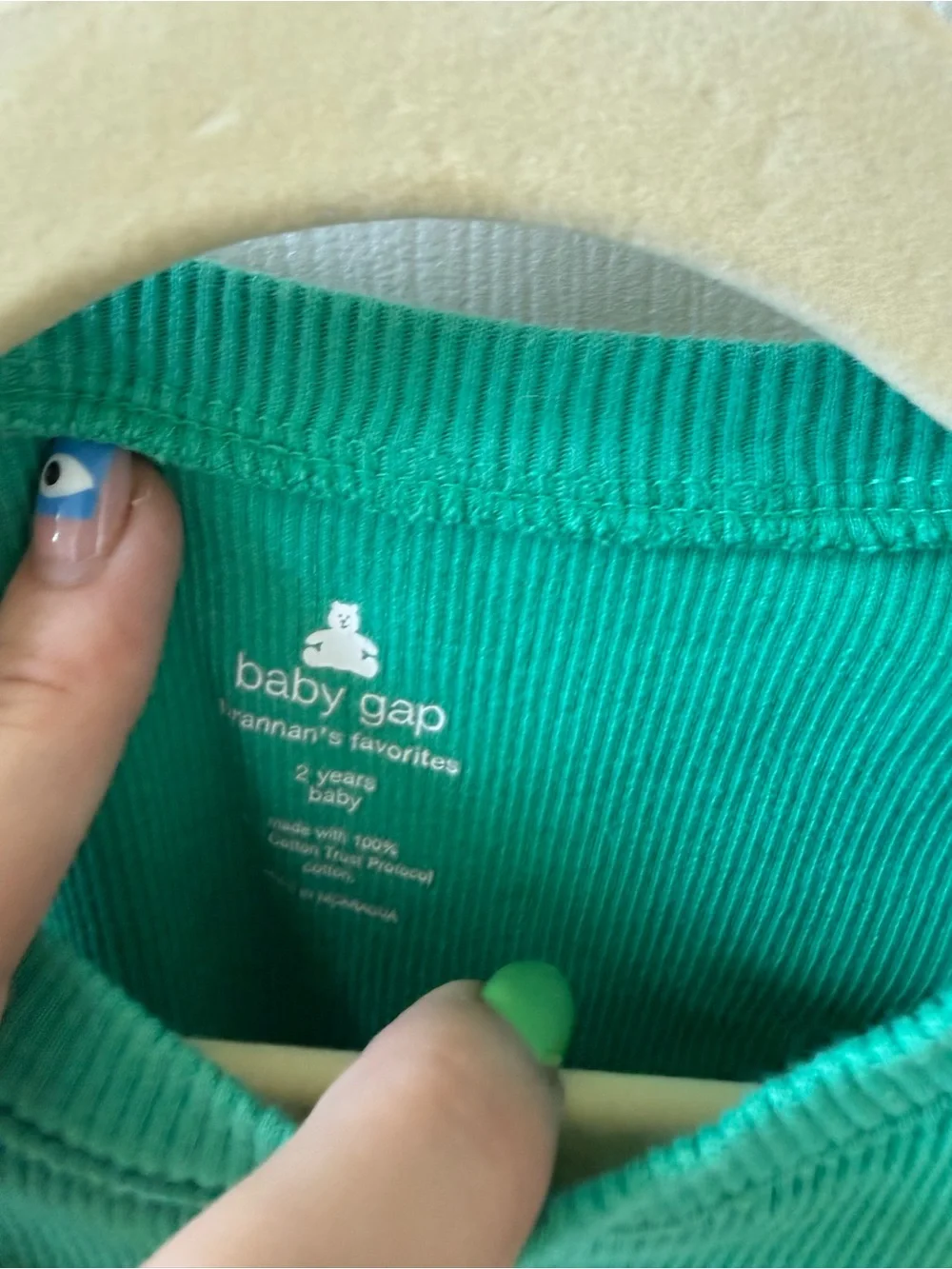 Baby Gap Brannan’s Favorites Green Ribbed Ruffle Top 2Y
